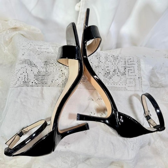 Vince Camuto Black Patent Ankle Strap Heels – Women's 8M / 38.5 - Picture 4 of 7